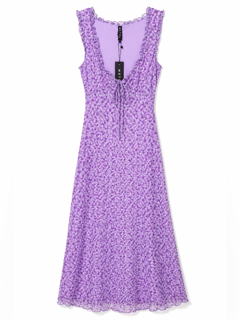NWT Motel Geya Dress S Lilac Daisy Floral Ruffle Mesh Midi Y2K